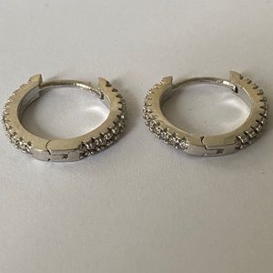 925 Silver cz stones at front and back hoop earrings